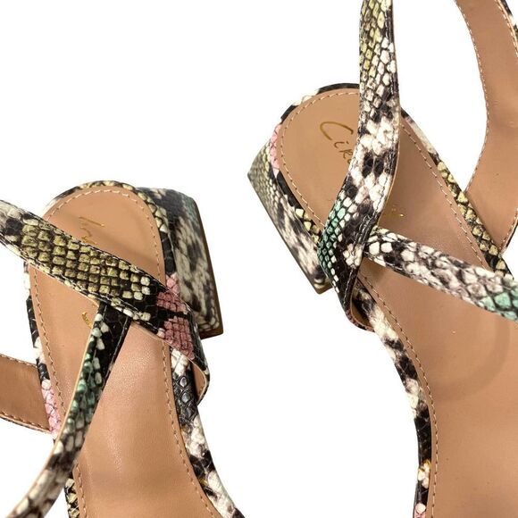 NEW Sam Edelman Circus Irina Block Heel snake python Sandals Sz 7.5 - Picture 5 of 10